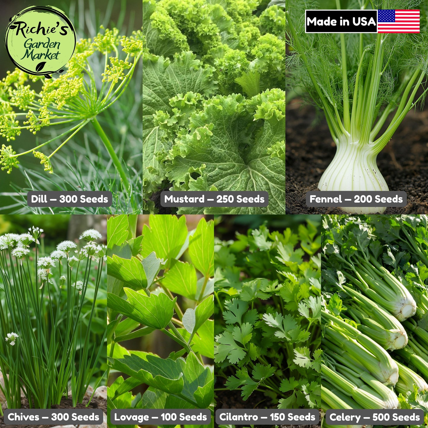 Canning & Pickling Herb Seeds Set, Classic 7-Variety, Non-GMO, Fast Growing, Easy to Grow for Planting Indoor & Outdoor Gardening